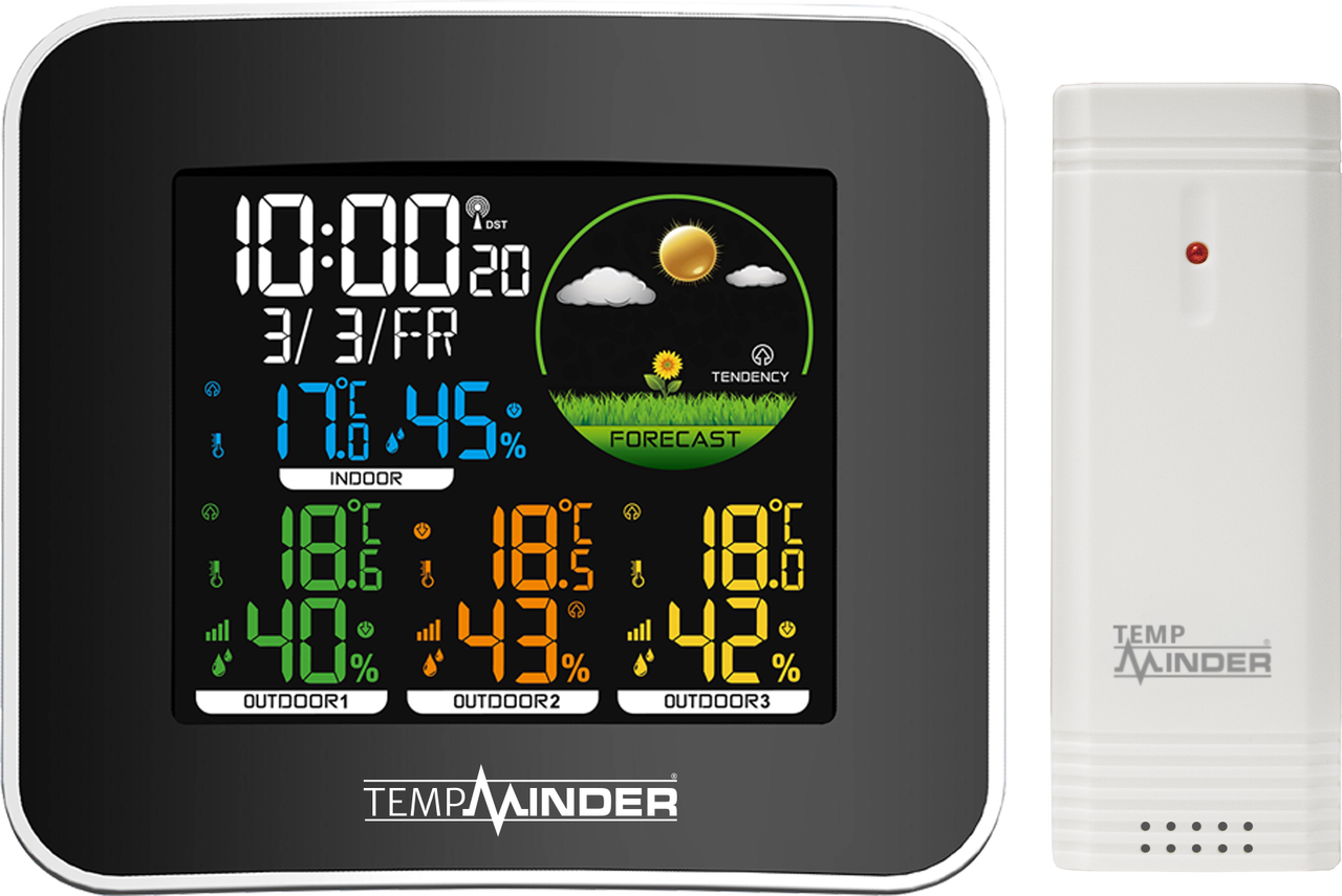 TempMinder Wired Indoor/Outdoor Thermometer with Clock — Silver