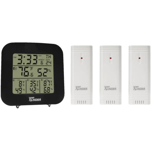 TempMinder Wired Indoor/Outdoor Thermometer with Clock — Silver, Model#  TM22243VP