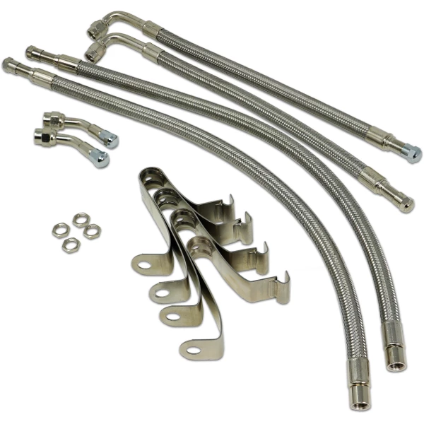 TireMinder 16-19.5 Inch Braided Steel Valve Extender Kit for Dually Wheels, Hub Mounted, 4 Pack